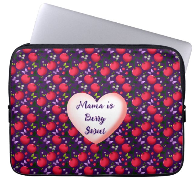 Custom and personalised Cute Cherry Butterfly  Laptop Sleeve (Front)