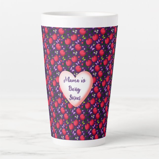 Custom and personalised Cute Cherry Butterfly  Latte Mug (Front)