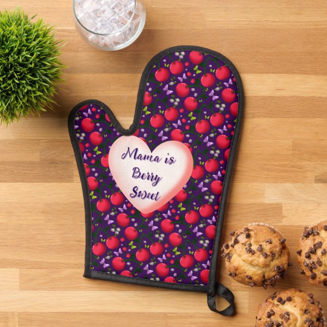 Custom and personalised Cute Cherry Butterfly  Oven Mitt (Top down)
