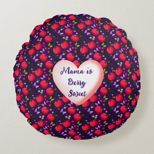 Custom and personalised Cute Cherry Butterfly  Round Cushion (Front)