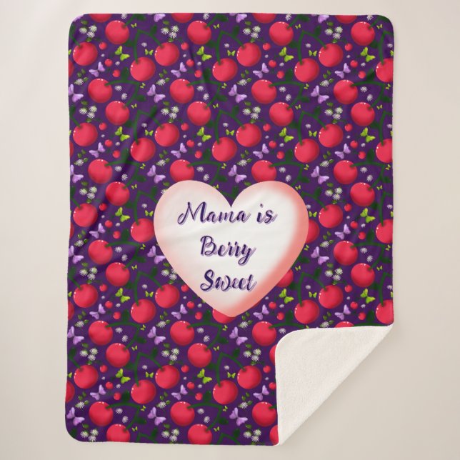 Custom and personalised Cute Cherry Butterfly  Sherpa Blanket (Front)