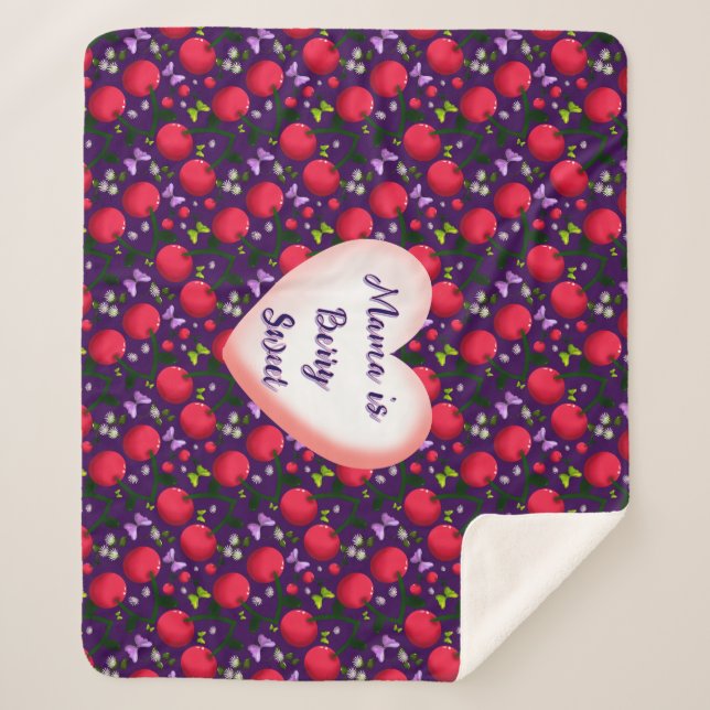 Custom and personalised Cute Cherry Butterfly  Sherpa Blanket (Front)