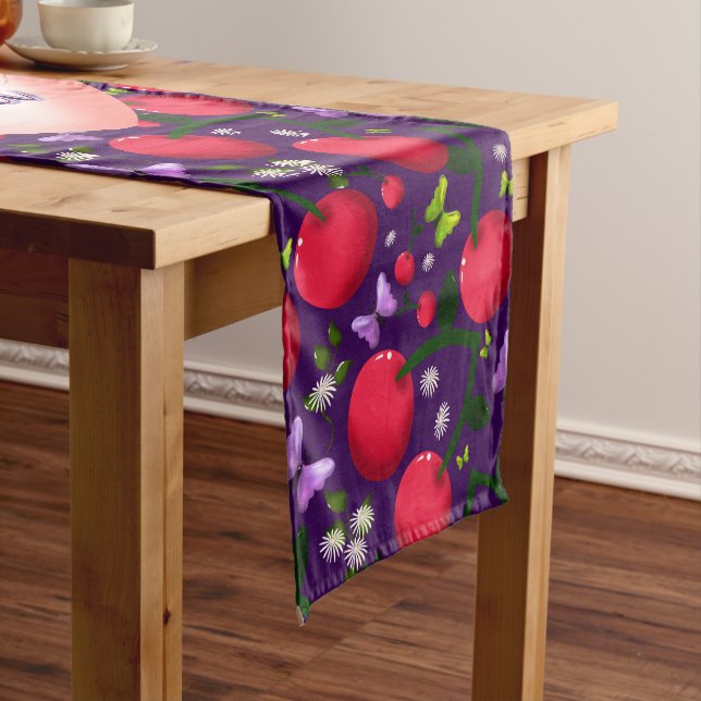 Custom and personalised Cute Cherry Butterfly  Short Table Runner (In Situ)