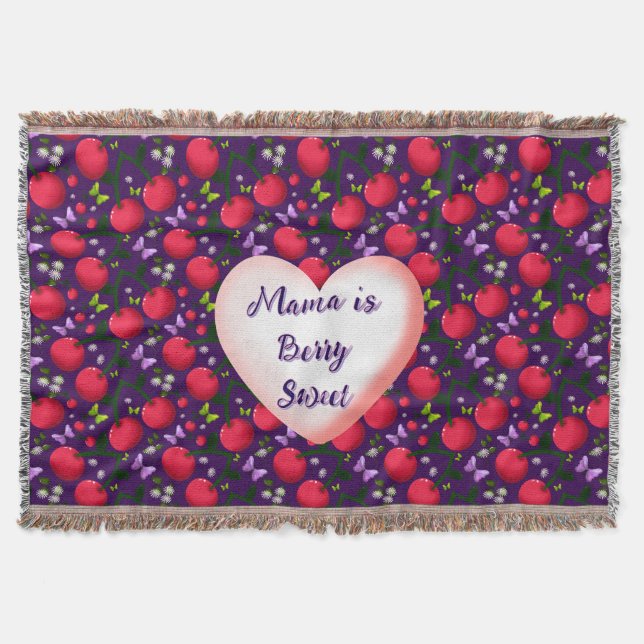 Custom and personalised Cute Cherry Butterfly  Throw Blanket (Front)