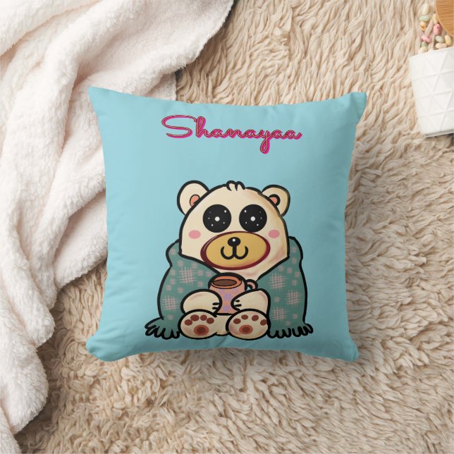 Custom and personalised cute polar bear  cushion (Blanket)