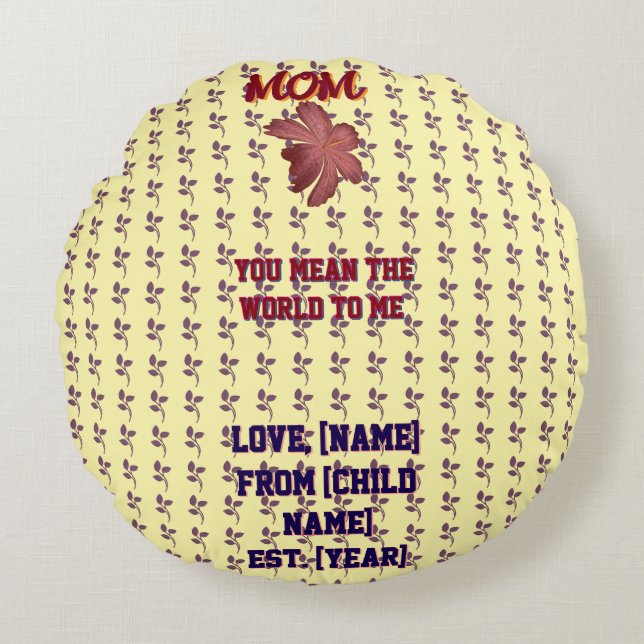 Custom and personalised family quote gift  round cushion (Front)