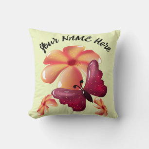 Custom and personalised floral Butterfly Cushion