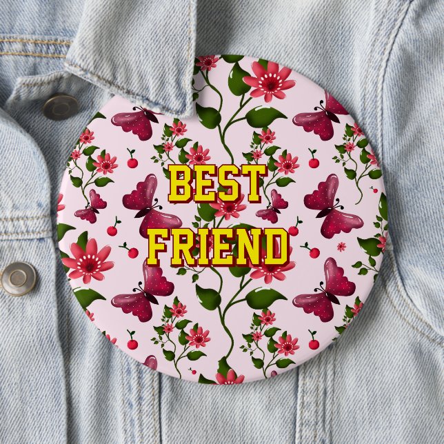 Custom and personalised floral Butterfly pattern  6 Cm Round Badge (In Situ)