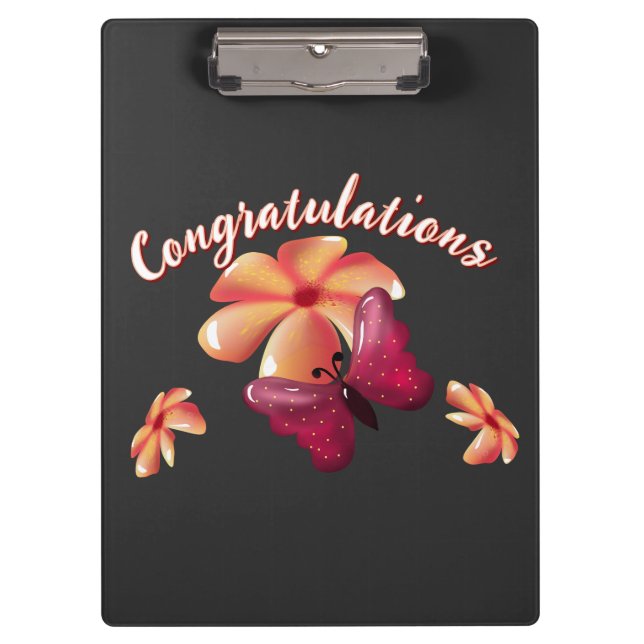 Custom and personalised floral Butterfly Pattern  Clipboard (Front)