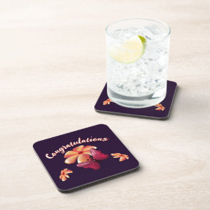 Custom and personalised floral Butterfly Pattern Coaster