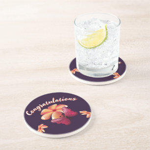 Custom and personalised floral Butterfly Pattern Coaster