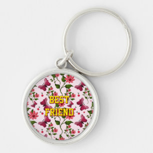 Custom and personalised floral Butterfly pattern  Key Ring
