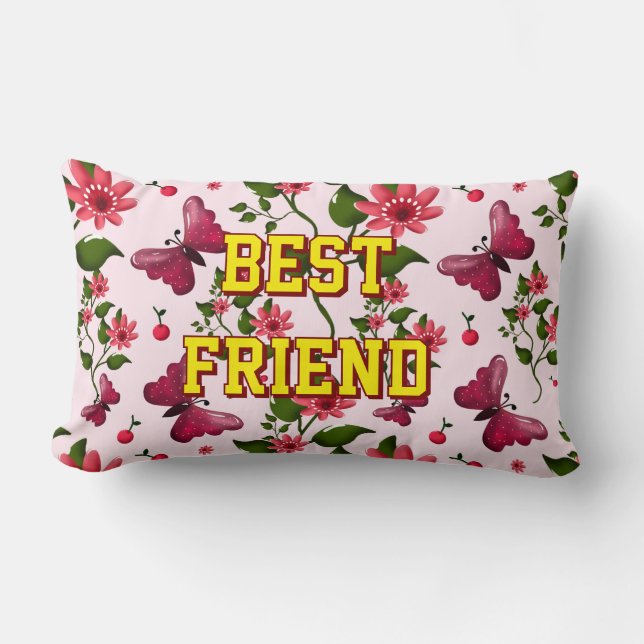 Custom and personalised floral Butterfly pattern  Lumbar Cushion (Front)