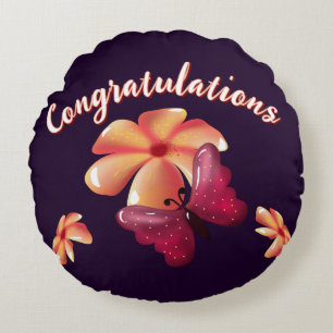 Custom and personalised floral Butterfly Pattern Round Cushion