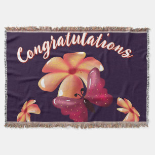 Custom and personalised floral Butterfly Pattern Throw Blanket