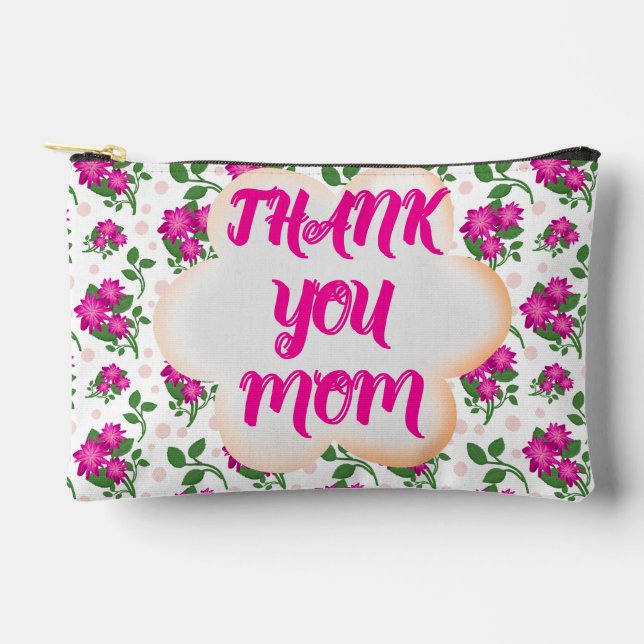 Custom and personalised floral pattern  accessory pouch (Front)