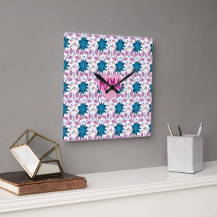Custom and personalised floral pattern gift for Mo Square Wall Clock