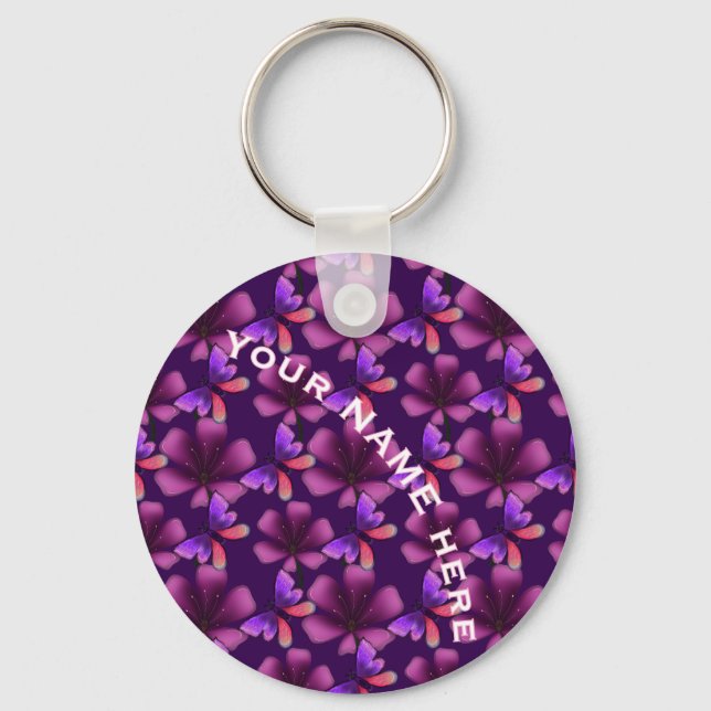 Custom and personalised floral Spiral Notebook Key Ring (Front)