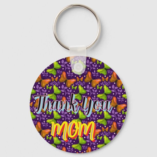 Custom and personalised gift butterfly Pattern   Key Ring (Front)