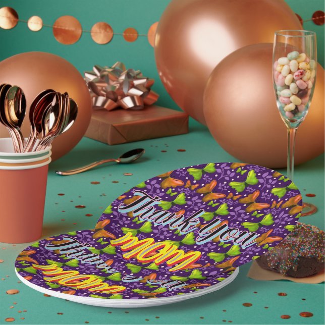 Custom and personalised gift butterfly Pattern   Paper Plate (Multi)