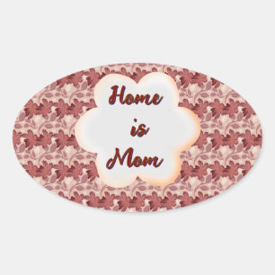 Custom and personalised mother's day floral gift oval sticker