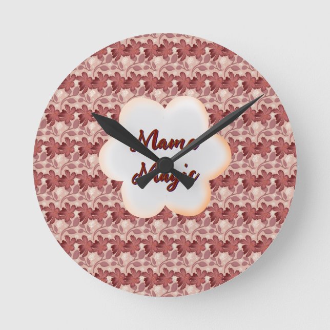 Custom and personalised mother's day floral gift round clock (Front)