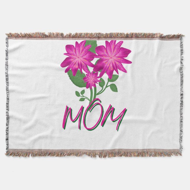 Custom and Personalised Mother's Day Floral gift Throw Blanket (Front)