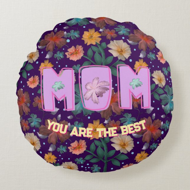 Custom and personalised mother's day gift  lumbar round cushion (Front)