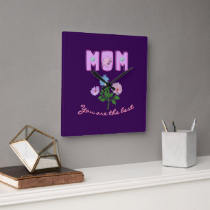 Custom and personalised mother's day gift  square wall clock