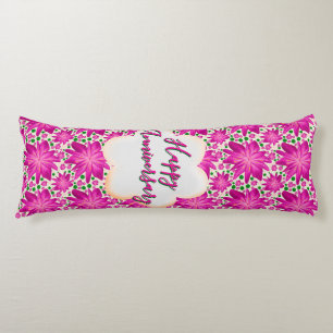 Custom and personalised pink floral body cushion
