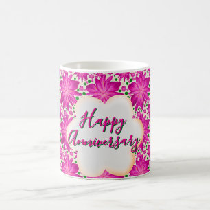 Custom and personalised pink floral  coffee mug