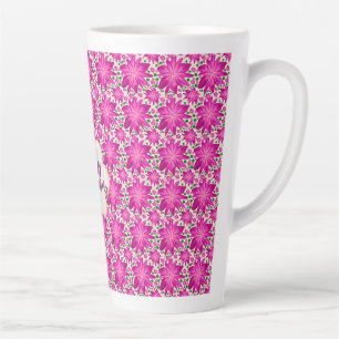 Custom and personalised pink floral latte mug