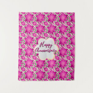 Custom and personalised pink floral tapestry