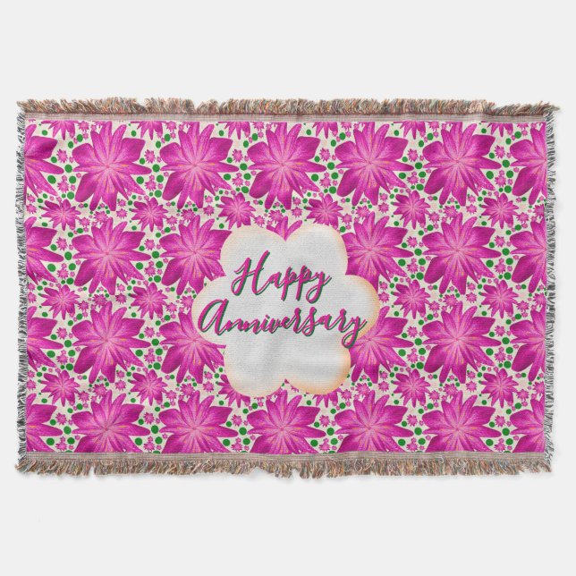 Custom and personalised pink floral  throw blanket (Front)
