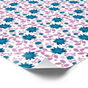 Custom and personalised teal and pink floral poster