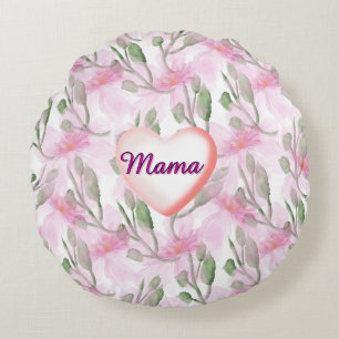 Custom and Personalised watercolor floral gift Round Cushion
