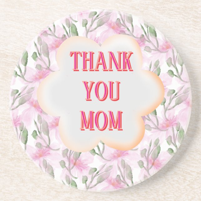 Custom and Personalised watercolor floral pattern  Coaster (Front)