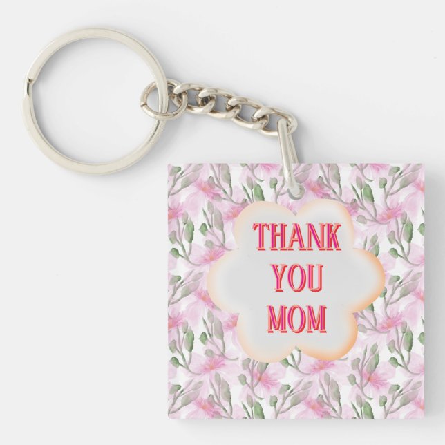Custom and Personalised watercolor floral pattern  Key Ring (Front)