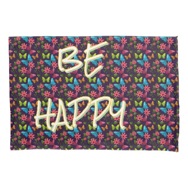 Custom and personalized Colorful Butterfly  Pillowcase (Front)