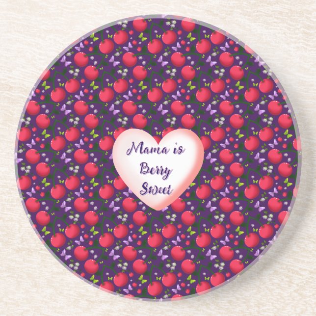 Custom and personalized Cute Cherry Butterfly  Coaster (Front)