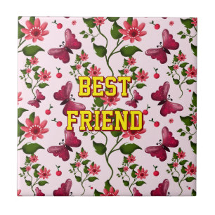 Custom and personalized floral Butterfly pattern  Ceramic Tile