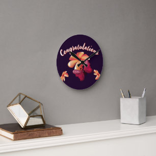 Custom and personalized floral Butterfly Pattern  Round Clock