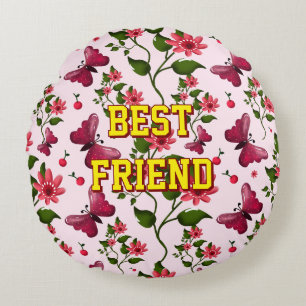 Custom and personalized floral Butterfly pattern  Round Cushion