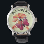 Custom and personalized floral Butterfly  Watch<br><div class="desc">A beautiful butterfly and flower illustration featuring warm pink, red, and orange tones with soft glowing details. This aesthetic floral design blends nature and elegance, creating a cute and vibrant artwork perfect for everyday style. Ideal for nature lovers, feminine aesthetics, and colorful artistic vibes. Great for stickers, phone cases, t-shirts,...</div>
