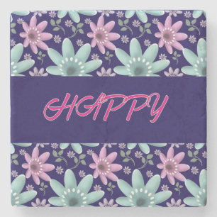 Custom and personalized floral Ping Pong Paddle Stone Coaster