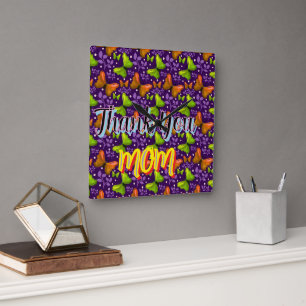 Custom and personalized gift butterfly Pattern   Square Wall Clock