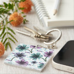 Custom and personalized gift  key ring<br><div class="desc">A soft and dreamy cottagecore floral pattern featuring pastel purple and teal flowers on a subtle dotted background. This design captures a gentle, vintage garden aesthetic perfect for those who love calm, cozy, and feminine styles. Ideal for apparel, phone cases, and home decor, this cute and aesthetic floral pattern adds...</div>