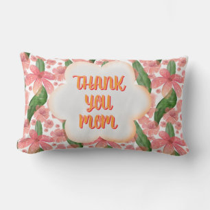 Custom and personalized Thank You Mom Watercolor Lumbar Cushion