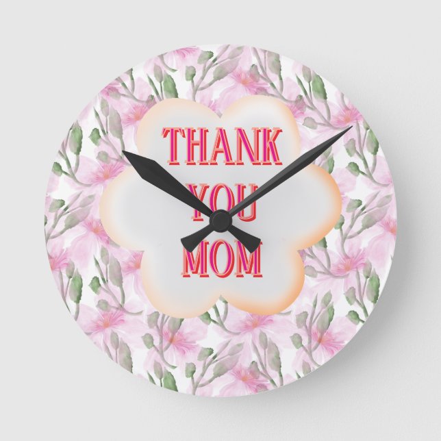 Custom and Personalized watercolor floral pattern  Round Clock (Front)