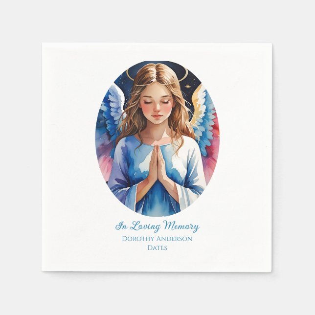 Custom Angel Memorial Paper Napkins (Front)